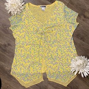 Jessica London Pastel Flowers Short Sleeve Baby Doll Top